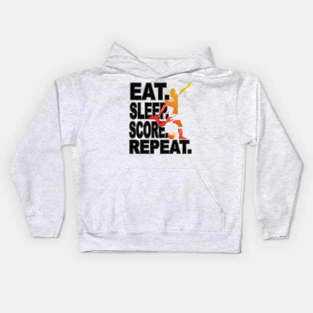 Eat Sleep Score Repeat Football Soccer Fan Kids Hoodie by RuftupDesigns